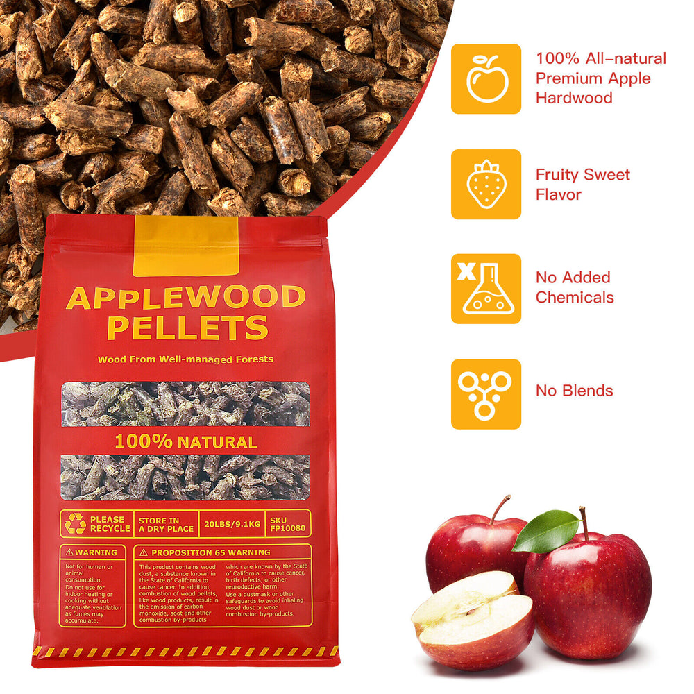 20-pound bag of 100% natural apple wood pellets for pellet grills, offering fruity flavor and clean burning for.