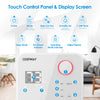 Touch control panel of the 32 Pints dehumidifier with digital display, featuring humidity settings and timer options.