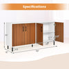 4-door kitchen buffet sideboard in white with wood accents, featuring spacious storage compartments and a durable.