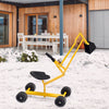 Kid ride-on sand digger with sturdy steel frame and rotatable seat, perfect for outdoor play and coordination.