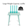 Kids square steel table in blue, 27 inches, supports 220 lbs, with round corners for safety, ideal for playrooms and.