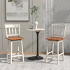 Set of 2 vintage swivel bar stools with solid rubberwood frame, 24.5-inch height, perfect for kitchen or dining room.