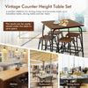 Counter height bar table set with rustic brown finish, featuring a square tabletop and 4 backless stools for dining.