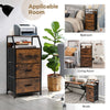 Freestanding cabinet dresser with wooden top, featuring 3 folding drawers and 2-layer shelf for versatile storage.