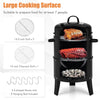 3-in-1 charcoal BBQ grill with 14.5-inch cooking grills, built-in thermometer, and vertical design for versatile.