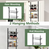 Over the Door Pantry Organizer Rack with 6 baskets, featuring adjustable hooks for door or wall mounting.