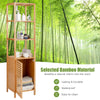 4-tier slim bamboo floor storage cabinet with shutter door, waterproof and easy-to-clean, ideal for compact spaces.