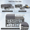 5-piece gray patio PE rattan wicker sofa set with removable cushions, including an ottoman for extra seating and.