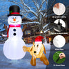 6-foot tall inflatable snowman and dog set with LED lights, perfect for festive outdoor holiday decoration.