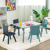 Kids wooden activity play furniture set in blue with a large tabletop and ergonomic chairs, perfect for playtime and.
