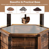 Rustic wooden wishing well planter with hexagonal base, adjustable bucket, and sturdy poles for climbing plants.