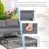 Gray 5-piece patio PE rattan wicker sofa set with removable cushions, ideal for outdoor relaxation and comfort.