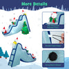 Inflatable 9 feet polar bear slide decoration with LED lights, made of waterproof polyester fabric for outdoor use.