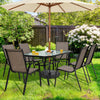 Rectangular 55" patio dining table with tempered glass top, accommodating 4-6 people, ideal for outdoor dining.
