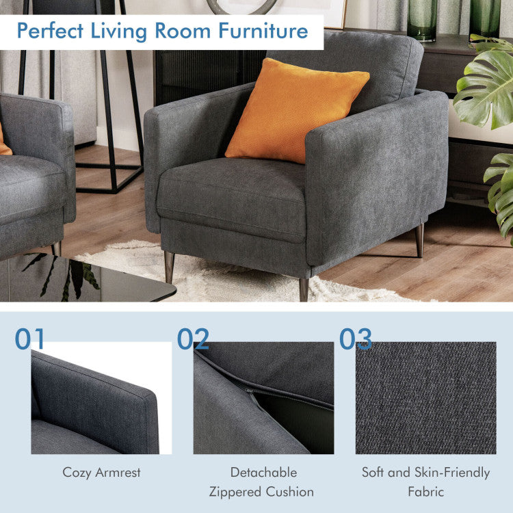 Costway Upholstered Accent Chair with Removable Backrest Cushion New