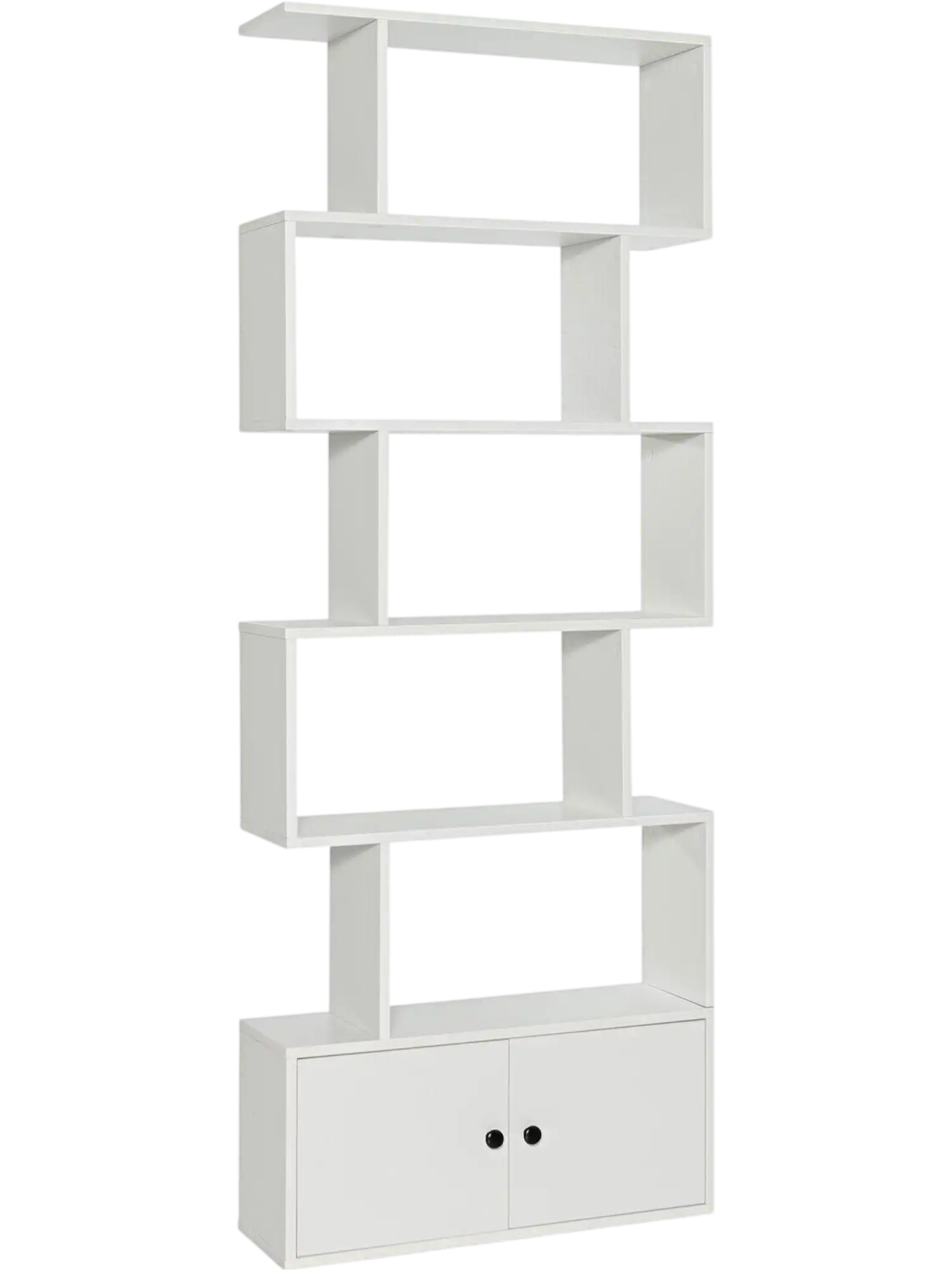 Costway 6-Tier S-Shaped Bookshelf w/ Cabinet Doors 96854237 New