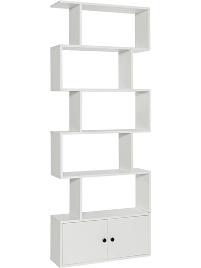 Costway 6-Tier S-Shaped Bookshelf Cabinet Doors 96854237 New