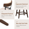 Wooden swivel bar stool with cushioned seat, ergonomic backrest, and integrated footrest for kitchen island use.