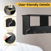 Wall mount cubby organizer hooks in black with waterproof surface, round corners, and sleek edge for stylish entryway.