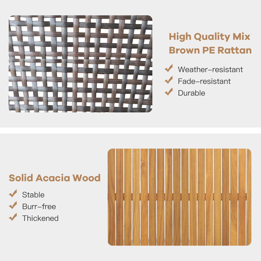 Close-up of high-quality brown PE rattan texture, durable and weather-resistant, ideal for outdoor patio furniture.