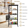 Industrial 5-layer bookshelf in rustic brown with out-stretched legs, perfect for organizing books and decor in any.