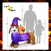 Inflatable 5-foot Halloween dachshund dog with pumpkin, glowing LED lights, perfect for festive outdoor decoration.