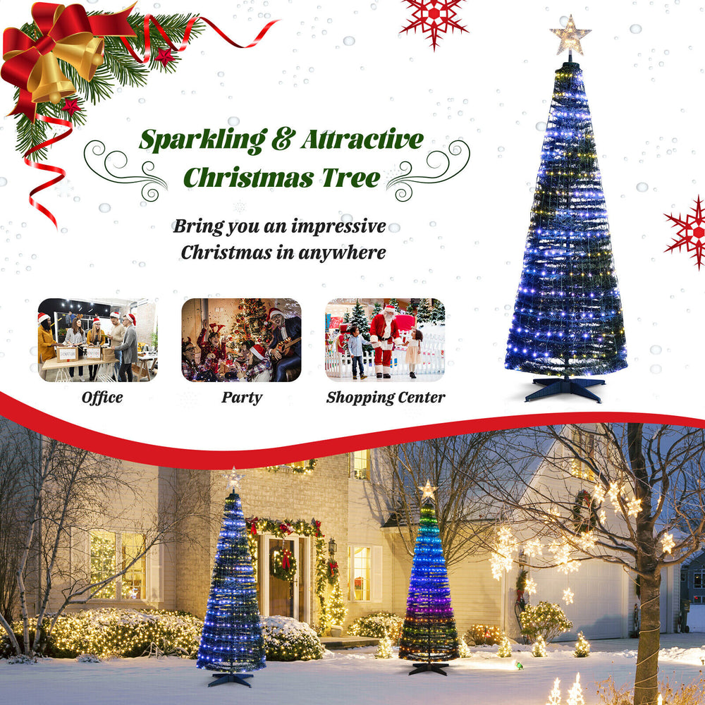 6.2 feet pop-up lighted Christmas tree with 282 RGB LED lights, perfect for festive outdoor decoration.