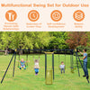 7-in-1 A-shaped outdoor swing set featuring a slide, swings, and monkey bars, ideal for backyard fun for kids aged 3-10.