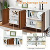 4-door kitchen buffet sideboard in white with spacious cabinet-top and 4 storage compartments for organized kitchen.