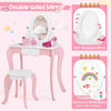 Kids vanity set featuring a 360° rotatable mirror and detachable top, doubles as a whiteboard with 4 erasable markers.