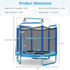 5ft kids trampoline with enclosure net, adjustable horizontal bar, and cat-shape gymnastic rings for safe outdoor fun.