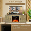58-inch farmhouse TV stand with faux fireplace, adjustable shelves, and storage for TVs up to 65 inches. Ideal for.