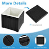 10-gallon black storage cooler with detachable lid, built-in handle, and wood grain texture for outdoor activities.