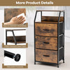 Freestanding cabinet dresser with wooden top, featuring 3 fabric drawers and a sturdy sprayed steel frame for versatile.