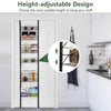 Over the door pantry organizer rack with adjustable hooks and 6 baskets for versatile kitchen storage solutions.