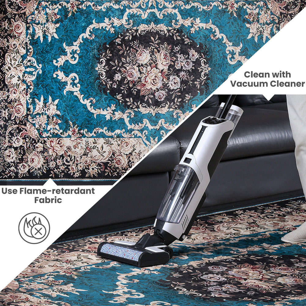 Vintage area rug with non-shedding surface and anti-slip bottom, ideal for living room or bedroom decor.