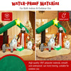 6.7 feet Christmas inflatable nativity scene with LED lights, made of waterproof polyester for indoor and outdoor use.