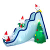 Inflatable 9-foot polar bear slide scene with LED lights, featuring three bears and a Christmas tree for festive.