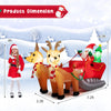 Dimensions of inflatable Santa sled with two reindeer, 7.2 feet long, showcasing bright LED lights for holiday cheer.