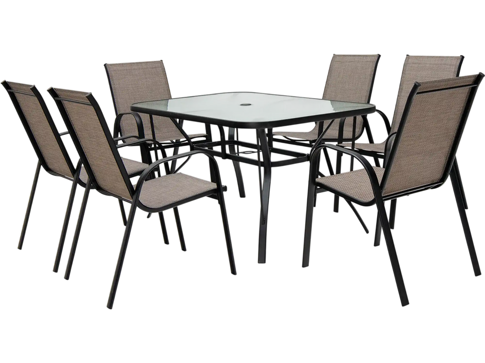7-Piece Patio Dining Set with 6 Stackable Chairs