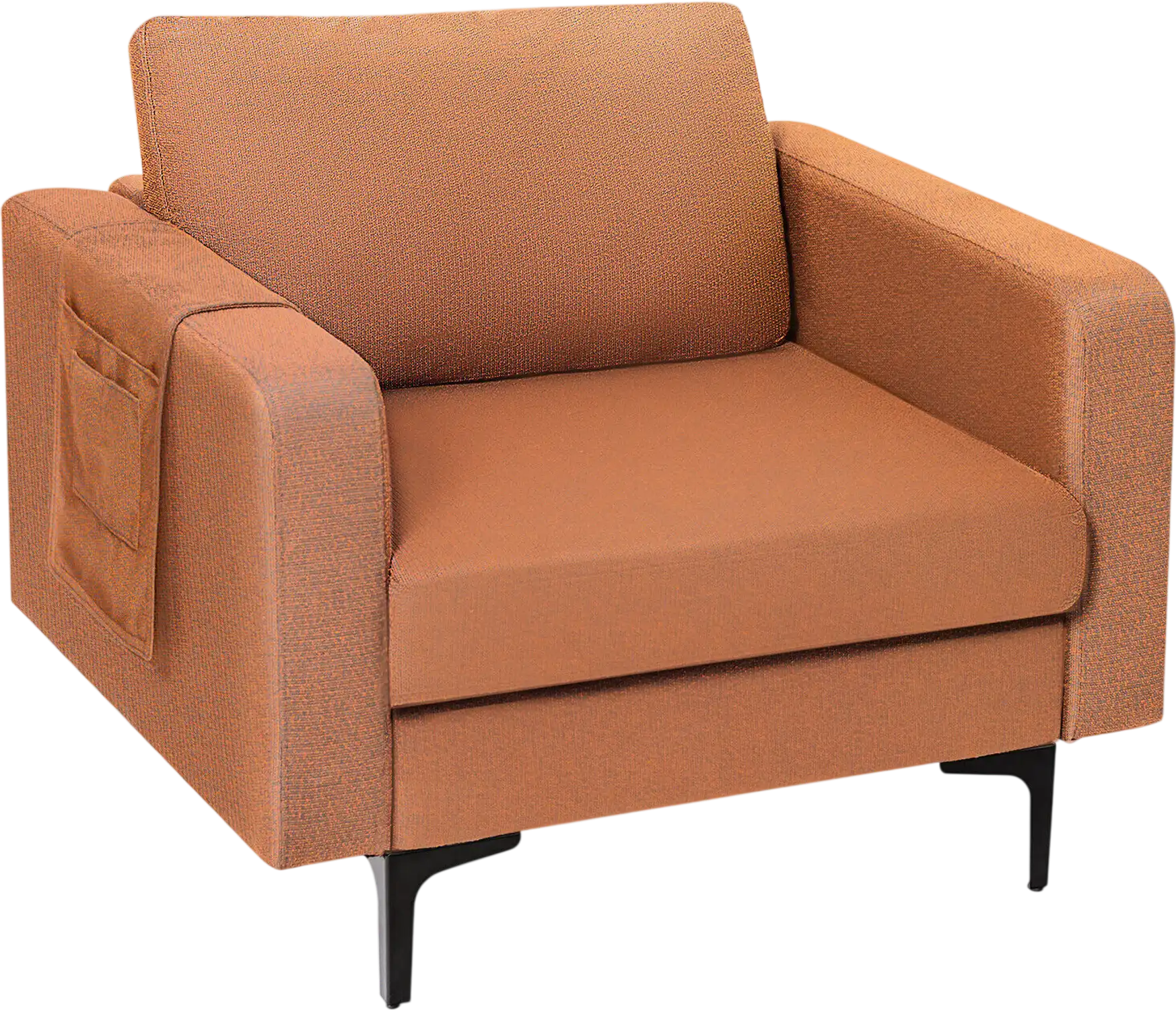 Costway Modern Accent Armchair Side Storage Pocket Orange 35826479 New