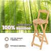 Bamboo folding barstool with footrest, 24 inches high, natural finish, 330 lbs capacity, perfect for home or cafe use.
