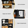 Industrial buffet sideboard featuring 2 pull-out drawers, single-door cabinet, and 4 open compartments for kitchen.