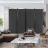 4-Panel Folding Room Divider 6 Feet Rolling Privacy Screen with Lockable Wheels-Gray - Gallery View 1 of 9