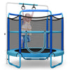 Kids 5ft 3-in-1 trampoline with adjustable horizontal bar and enclosure net for safe outdoor fun.