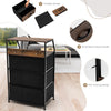 Freestanding cabinet dresser with wooden top, featuring 3 folding drawers and sturdy steel frame for versatile storage.