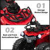 Storage basket design and anti-collision bars on the 12V kids ride-on ATV for enhanced safety and fun.