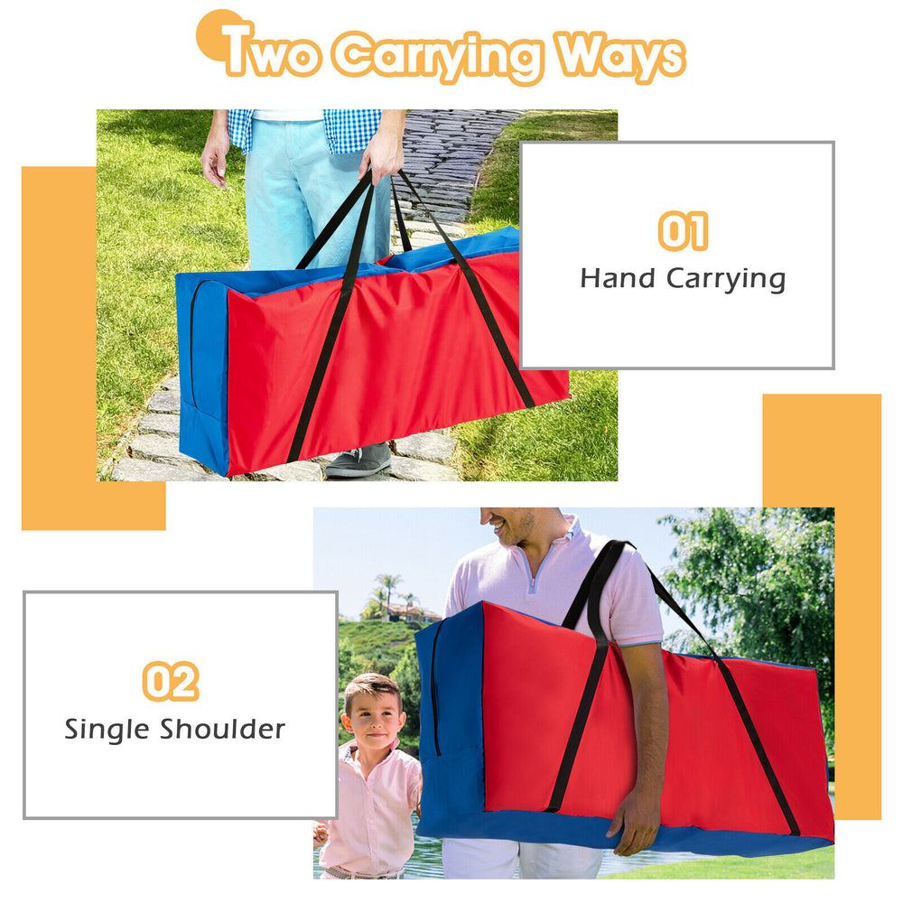 Giant carry storage bag for 4 in a row game, featuring ergonomic handles and durable zipper for easy transport.