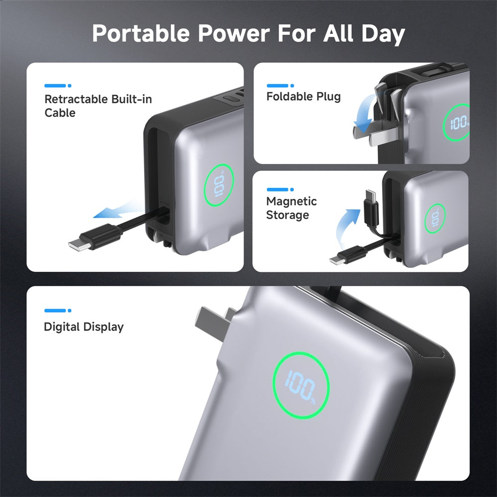 Giraffe Tools PBA10CAUS Retractable Power Bank 10,000mAh 35W New