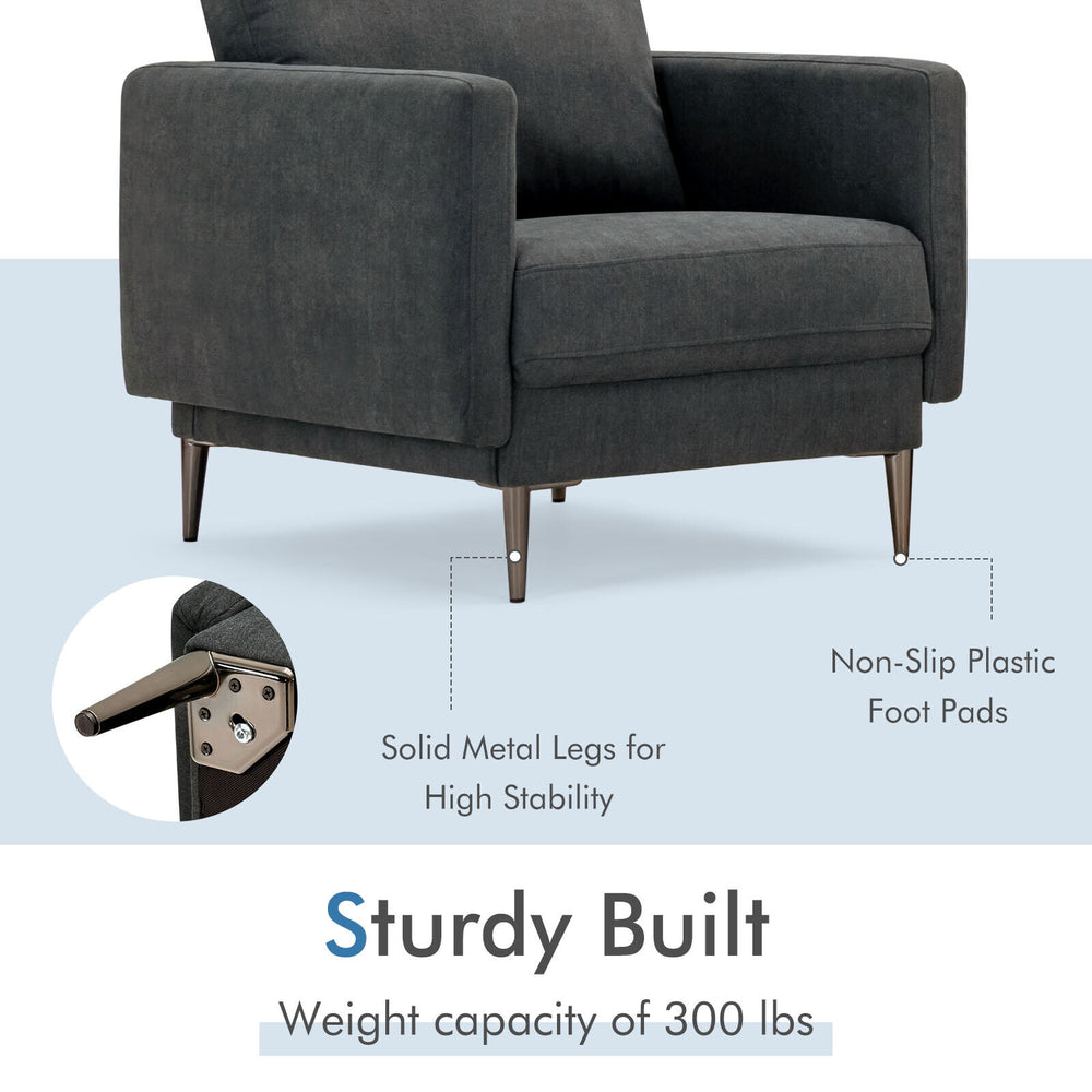 Costway Upholstered Accent Chair with Removable Backrest Cushion New